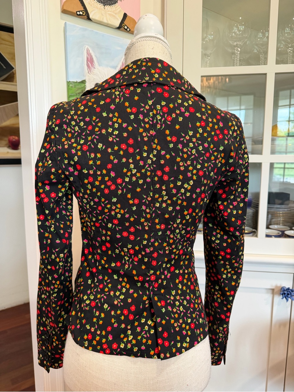 Dolce & Gabbana Black Blazer with Pink and Orange Floral Dots - Picture 7 of 7